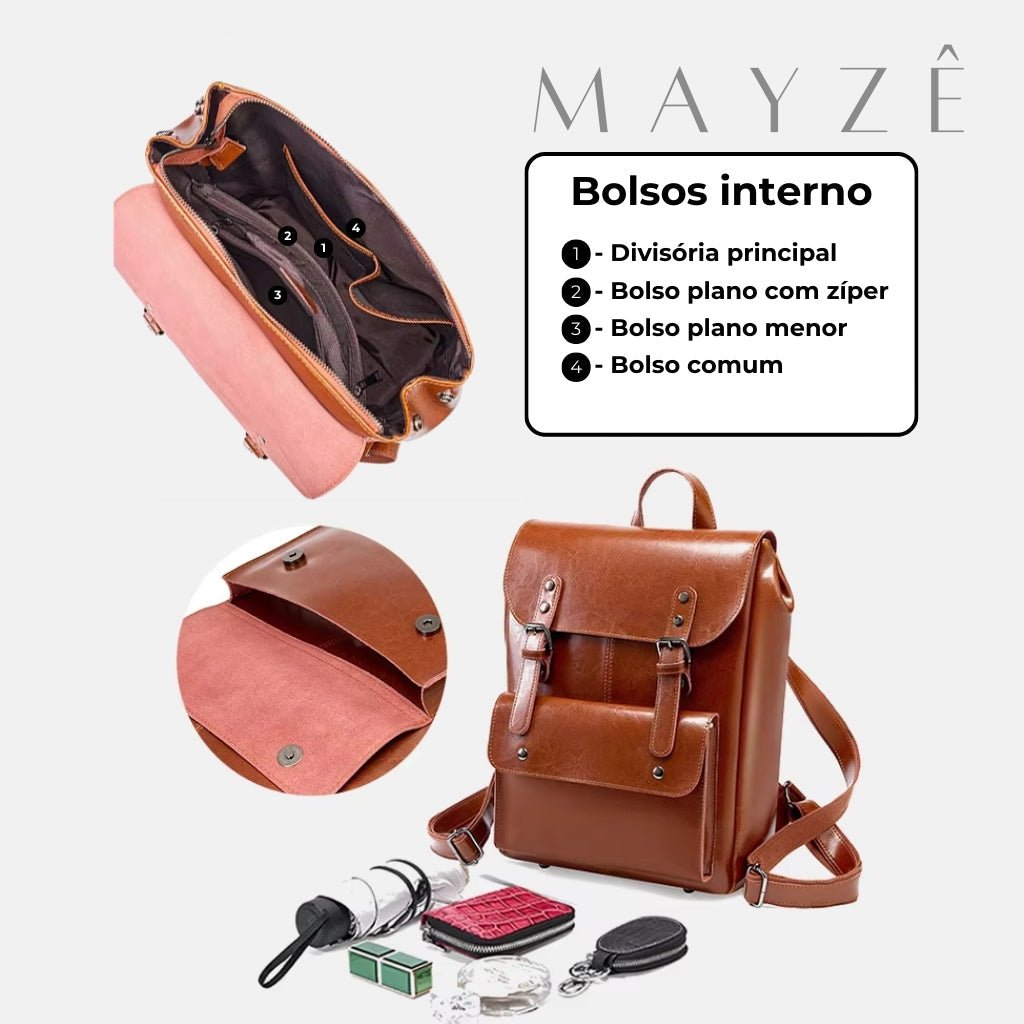 Mochila Couro Legítimo Acadêmica Ayla™ - Averra